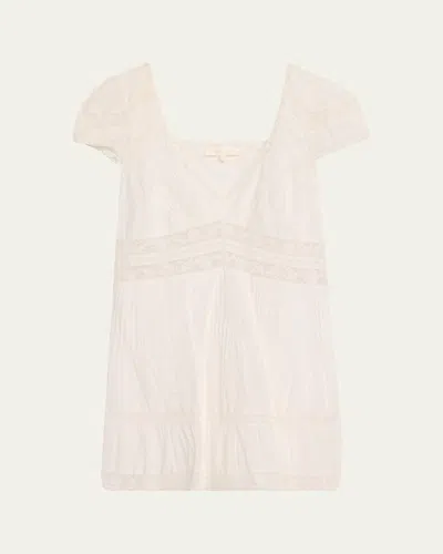 Loveshackfancy Edena Cotton Victorian Mini Dress In White
