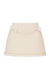 Loveshackfancy Edeness Pearl-embellished Tweed Mini Skirt In White