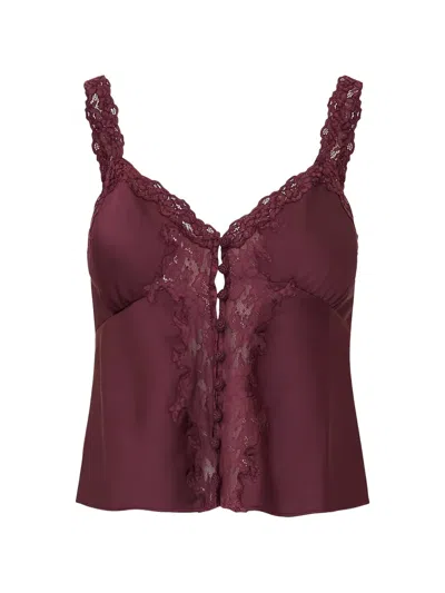 Loveshackfancy Effy Lace-trim Top In Brown