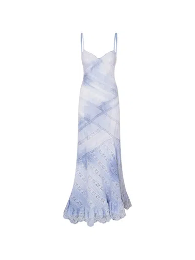 Loveshackfancy Eirene Lace-trimmed Ruffled Maxi Dress In Blue