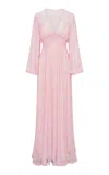 Loveshackfancy Elica Shirred Chiffon Maxi Dress In Pink