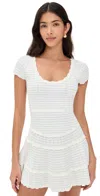 Loveshackfancy Elisavette Striped Stretch Pointelle Mini Dress In White