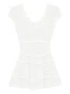 Loveshackfancy Elisavette Striped Stretch Pointelle Mini Dress In White