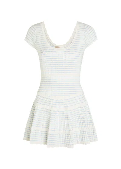Loveshackfancy Elisavette Striped Pointelle Knit Mini Dress