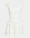 Loveshackfancy Elisavette Striped Stretch Pointelle Mini Dress In White