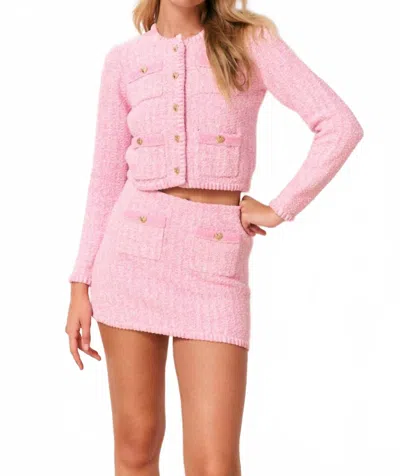 Loveshackfancy Ellianna Knit Mini Skirt In Candy Pink Melange In Multi