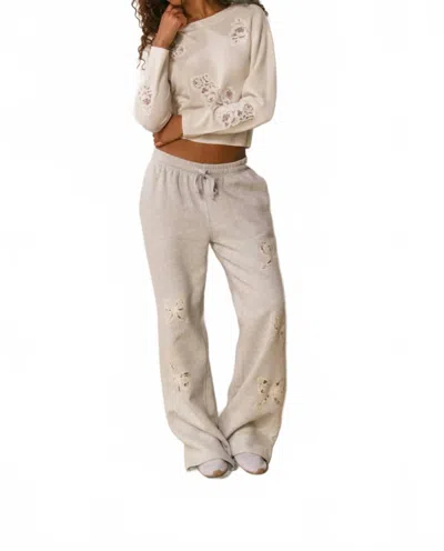 Loveshackfancy Elma Straight Leg Sweatpants In Grey In Neutral