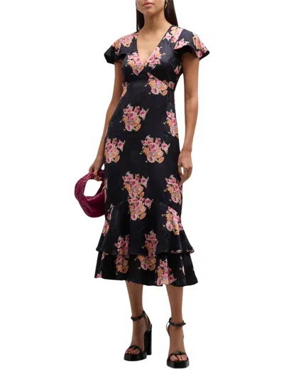 Loveshackfancy Elowen Midi Dress In Black