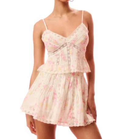 Loveshackfancy Elsette Cotton Floral Top In White Peach In Pink