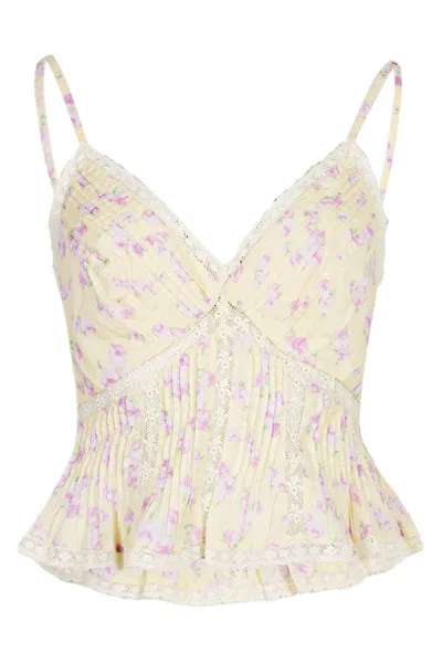 Loveshackfancy Elsette Top In White Peach In Multi