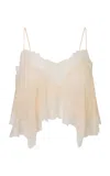 Loveshackfancy Elysia Sheer Silk Top In Coral
