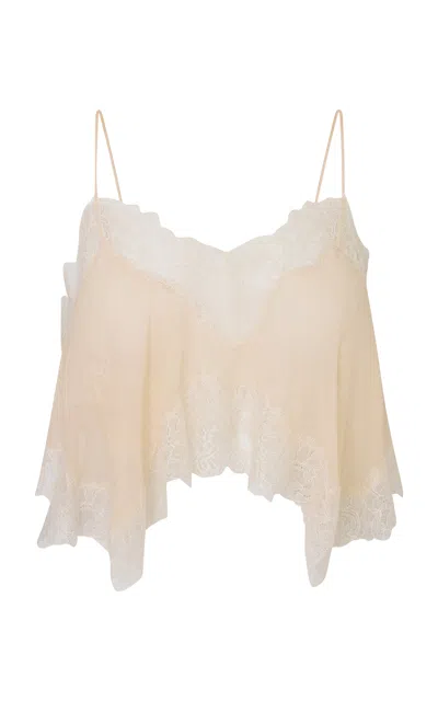 Loveshackfancy Elysia Sheer Silk Top In Coral