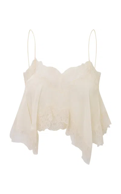 Loveshackfancy Elysia Sheer Silk Top In Ivory