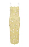 Loveshackfancy Emalia Embellished Lace Midi Dress In Yellow
