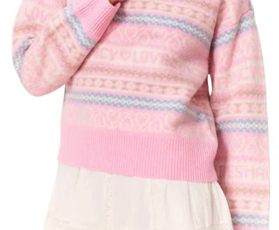 Loveshackfancy Emberly Crew Pullover In Peach Dream In Pink
