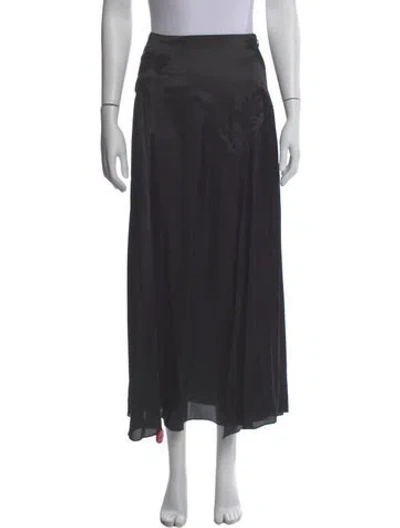 Pre-owned Loveshackfancy Embroidered Accent Midi Length Skirt In Black