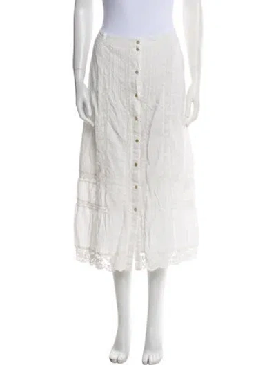 Pre-owned Loveshackfancy Embroidered Accent Midi Length Skirt In Neutral