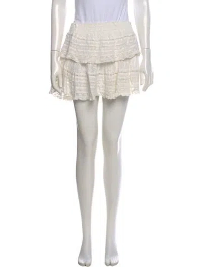 Pre-owned Loveshackfancy Embroidered Accent Mini Skirt In Neutral
