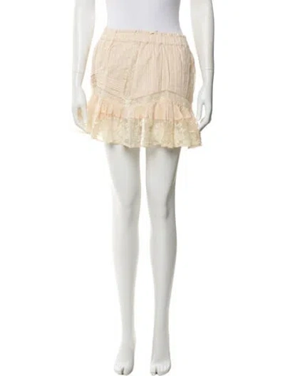 Pre-owned Loveshackfancy Embroidered Accent Mini Skirt In Neutral