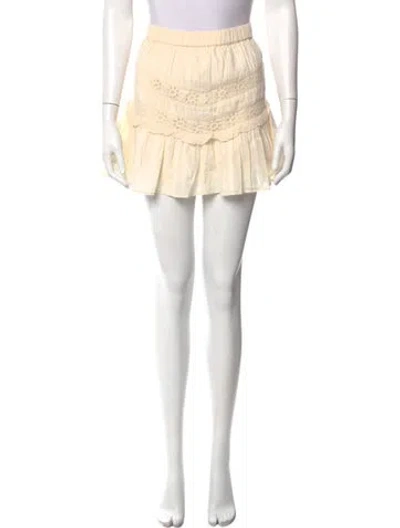 Pre-owned Loveshackfancy Embroidered Accent Mini Skirt In Neutral