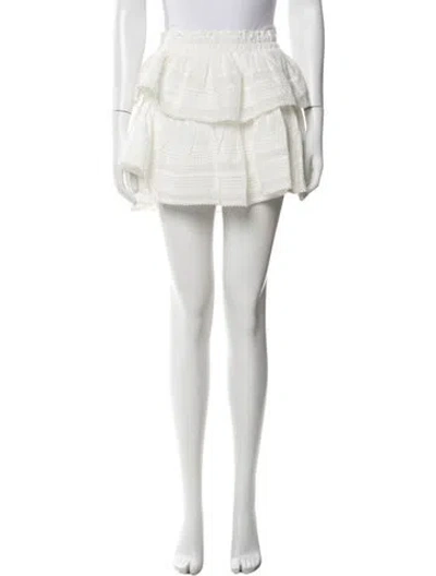Pre-owned Loveshackfancy Embroidered Accent Mini Skirt In Neutral
