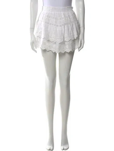 Pre-owned Loveshackfancy Embroidered Accent Mini Skirt In Neutral