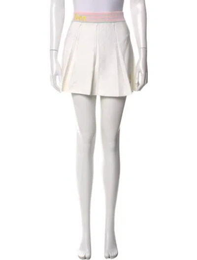 Pre-owned Loveshackfancy Embroidered Accent Mini Skirt In Neutrals