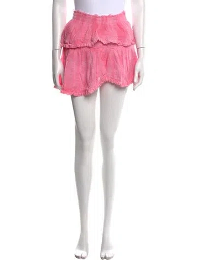 Pre-owned Loveshackfancy Embroidered Accent Mini Skirt In Pink