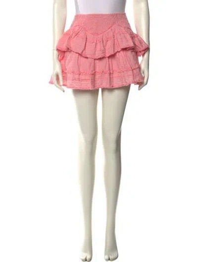 Pre-owned Loveshackfancy Embroidered Accent Mini Skirt In Pink