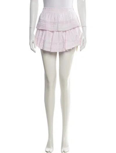 Pre-owned Loveshackfancy Embroidered Accent Mini Skirt In Pink