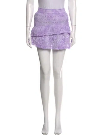Pre-owned Loveshackfancy Embroidered Accent Mini Skirt In Purple