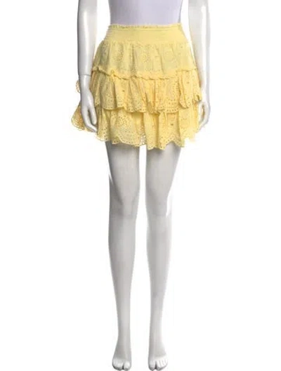 Pre-owned Loveshackfancy Embroidered Accent Mini Skirt W/ Tags In Neutral
