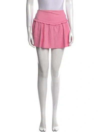 Pre-owned Loveshackfancy Embroidered Accent Mini Skirt W/ Tags In Pink