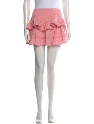 Pre-owned Loveshackfancy Embroidered Accent Mini Skirt W/ Tags In Pink