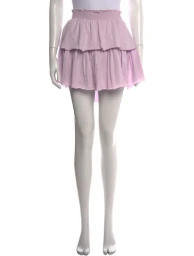 Pre-owned Loveshackfancy Embroidered Accent Mini Skirt W/ Tags In Pink