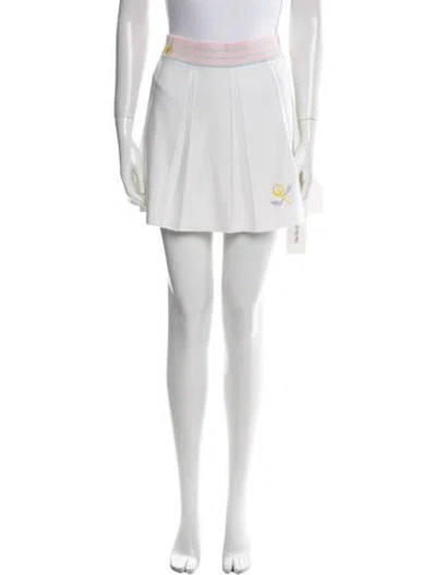 Pre-owned Loveshackfancy Embroidered Accent Mini Skirt W/ Tags In White