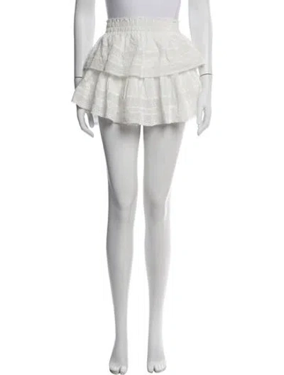 Pre-owned Loveshackfancy Embroidered Accent Mini Skirt W/ Tags In White