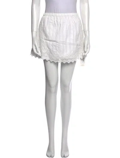 Pre-owned Loveshackfancy Embroidered Accent Mini Skirt In White