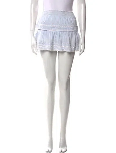 Pre-owned Loveshackfancy Embroidered Accent Mini Skirt In White