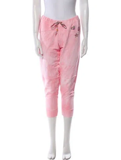 Pre-owned Loveshackfancy Embroidered Accent Sweatpants In Pink