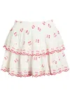Loveshackfancy Embroidered Cotton Mini Skirt In White