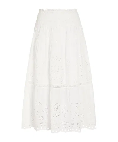 Loveshackfancy Embroidered Midi Skirt In White