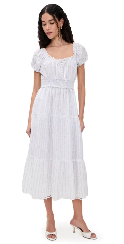 Loveshackfancy Emie Dress Sky Bonnet Blue In White