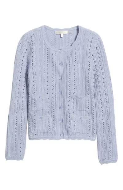 Loveshackfancy Kids'  Emlynn Pointelle Cardigan In Blue