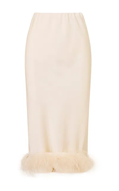 Loveshackfancy Endira Feather Charmeuse Maxi Skirt In Neutral