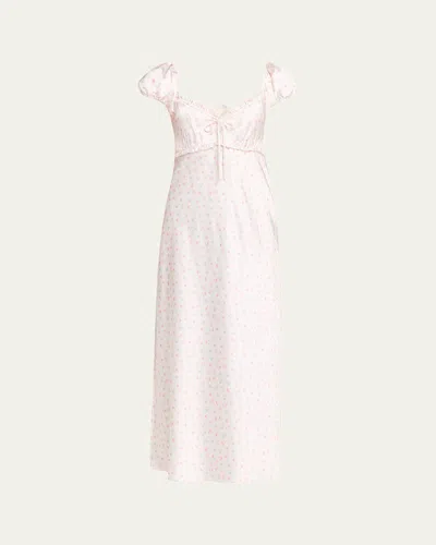 Loveshackfancy Epone Floral Puff-sleeve Maxi Dress In Pink