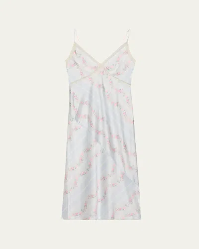 Loveshackfancy Ermon Lace-trim Midi Slip Dress In Wavecrest Blue