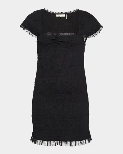 Loveshackfancy Esca Smocked Mini Dress In Black