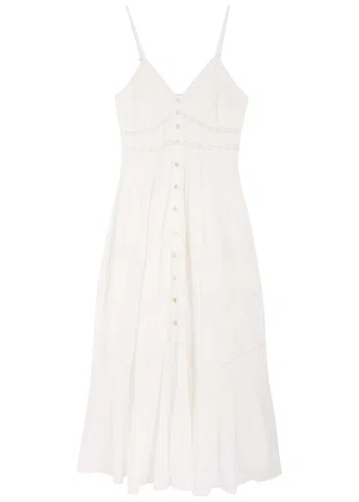 Loveshackfancy Esilda Lace-detailed Cotton Midi Dress In White