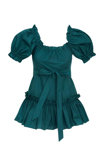 Loveshackfancy Estine Taffeta Mini Dress In Green